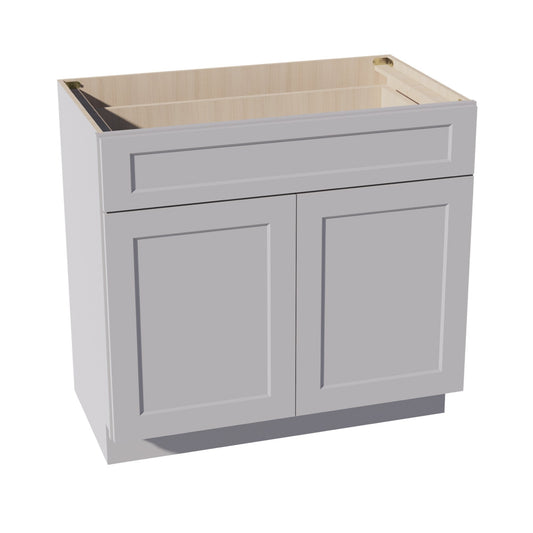 HA-VB3621: Ash Gray Shaker 36"W x 34-1/2"H x 21"D 2 Doors & 1 Drawer Double Door Vanity Base Cabinets