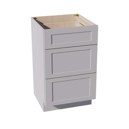 HA-VDB2121: Ash Gray Shaker 21"W x 34-1/2"H x 21"D  3 Drawers Vanity Base Cabinets