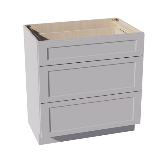 HA-VDB3321: Ash Gray Shaker 33"W x 34-1/2"H x 21"D  3 Drawers Vanity Base Cabinets