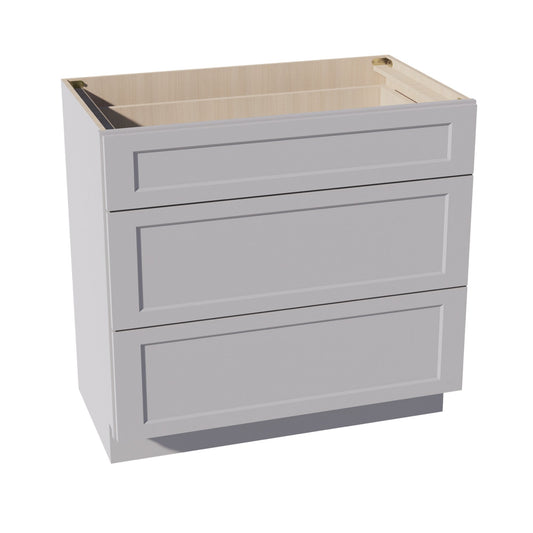 HA-VDB3621: Ash Gray Shaker 36"W x 34-1/2"H x 21"D  3 Drawers Vanity Base Cabinets