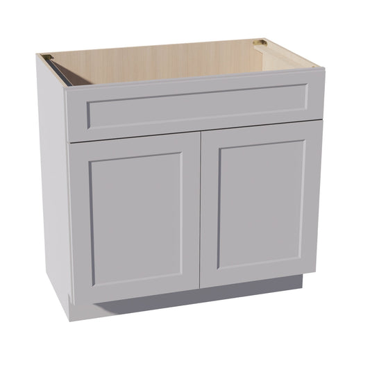 HA-VSB3621: Ash Gray Shaker 36"W x 34-1/2"H x 21"D 2 Doors & 1 False Drawer Vanity Sink Base Cabinets