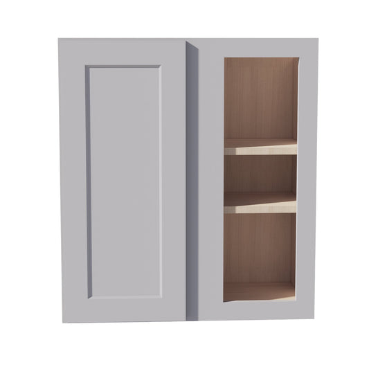 HA-WBC2730: Ash Gray Shaker 27"W x 30"H 1 Door & 2 Shelves Wall Blind Corner Cabinets