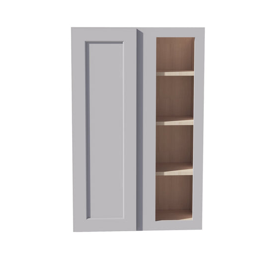 HA-WBC2742: Ash Gray Shaker 27"W x 42"H 1 Door & 2 Shelves Wall Blind Corner Cabinets