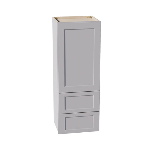 HA-WD1848: Ash Gray Shaker 18"W x 48"H 1 Door & 2 Drawers Special Wall Cabinet