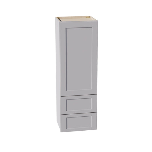 HA-WD1854: Ash Gray Shaker 18"W x 54"H 1 Door & 2 Drawers Special Wall Cabinet
