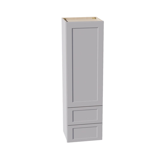 HA-WD1860: Ash Gray Shaker 18"W x 60"H 1 Door & 2 Drawers Special Wall Cabinet