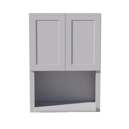 HA-WM3042: Ash Gray Shaker 30"W x 42"H 2 Door & 1 Shelf Wall Built-in Microwave Cabinets