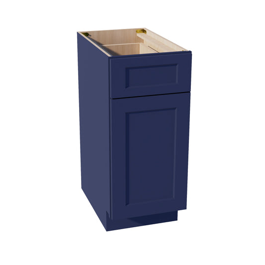 HB-B15: Indigo Blue Shaker 15" 1 Drawer 1 Door Standard Base Cabinet