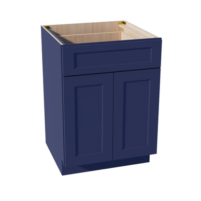 HB-B24: Indigo Blue Shaker 24"  1 Drawer 2 Doors Standard Base Cabinet