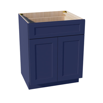 HB-B27: Indigo Blue Shaker 27" 1 Drawer 2 Doors Standard Base Cabinet