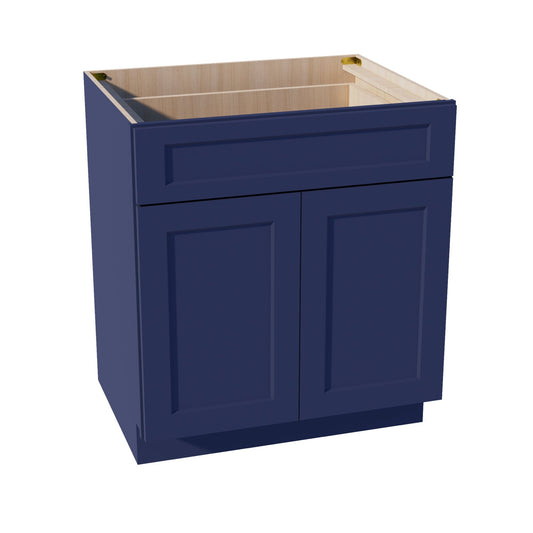 HB-B30: Indigo Blue Shaker 30" 1 Drawer 2 Door Standard Base Cabinet