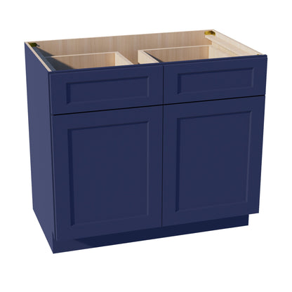 HB-B39: Indigo Blue Shaker 39" 2 Drawers 2 Doors Standard Base Cabinet