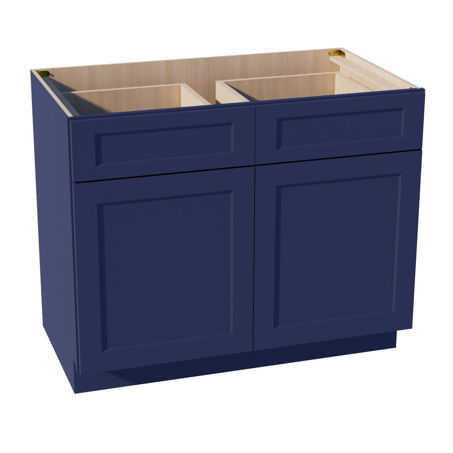 HB-B42: Indigo Blue Shaker 42" 2 Drawers 2 Doors Standard Base Cabinet