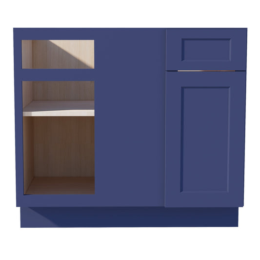 HB-BBC39/42: Indigo Blue Shaker 39" 1 Door & 1 Drawer Blind Corner Base Cabinets