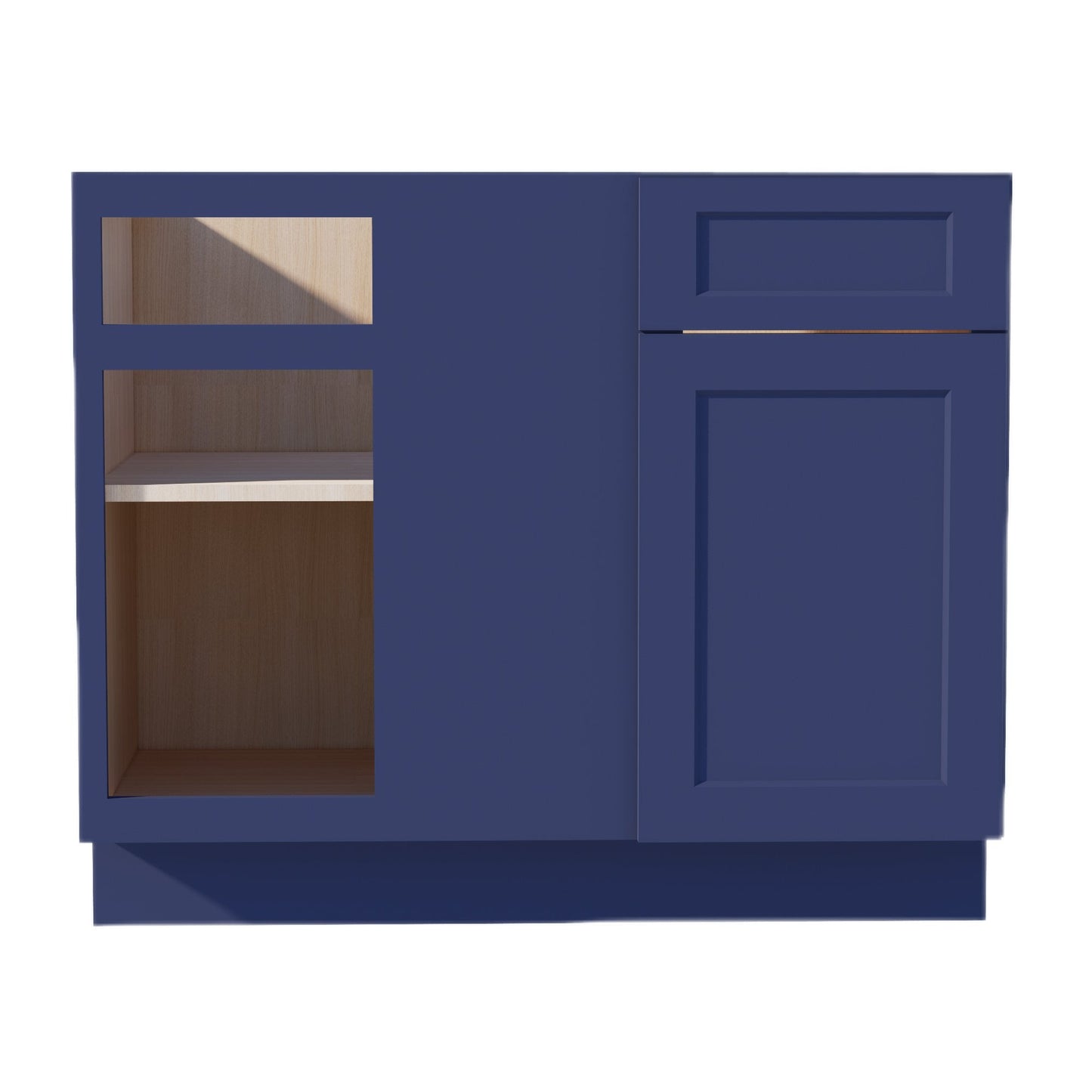 HB-BBC42/45: Indigo Blue Shaker 42" 1 Door & 1 Drawer Blind Corner Base Cabinets