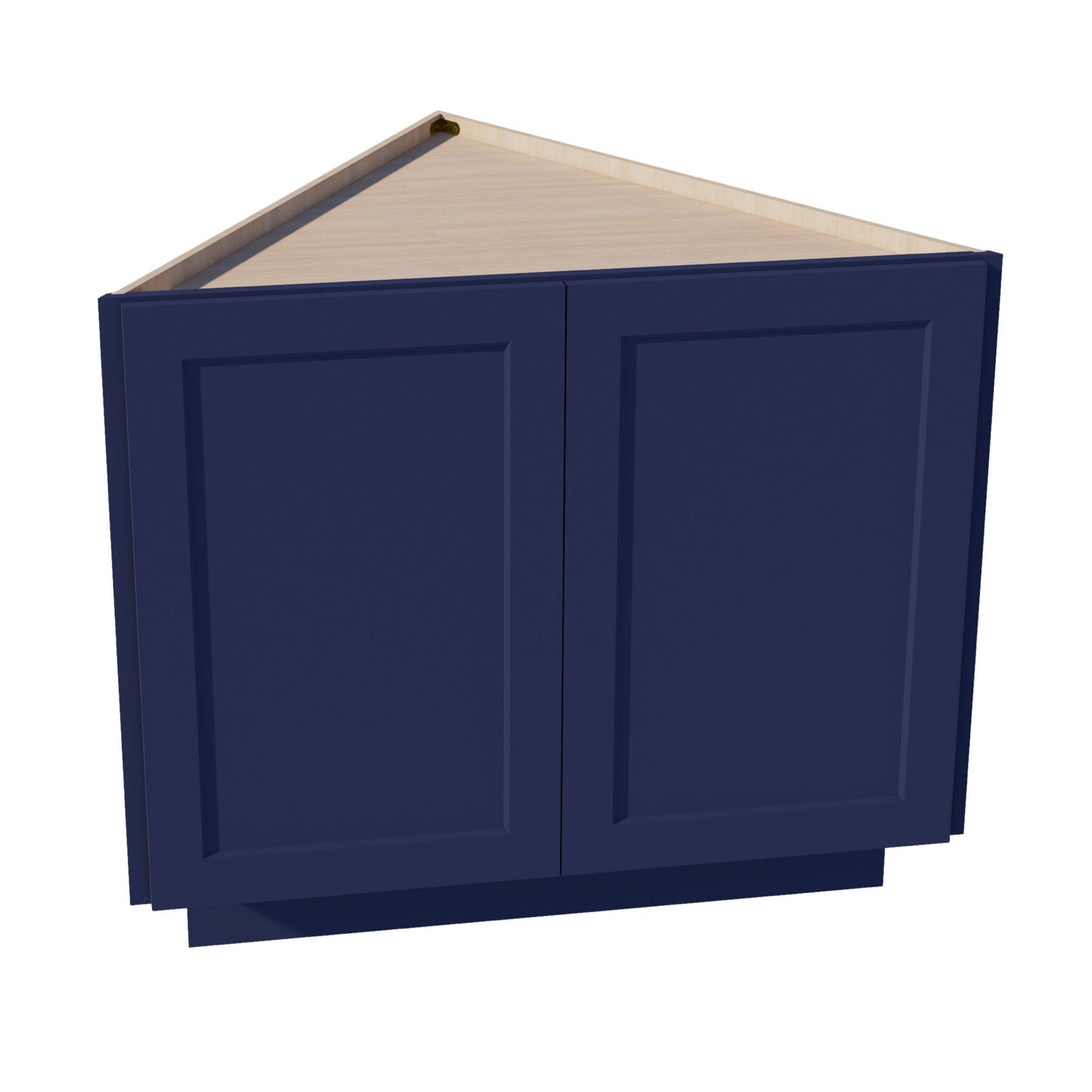 HB-BEC24: Indigo Blue Shaker 24" 2 Full Height Door Angled End Base Cabinets