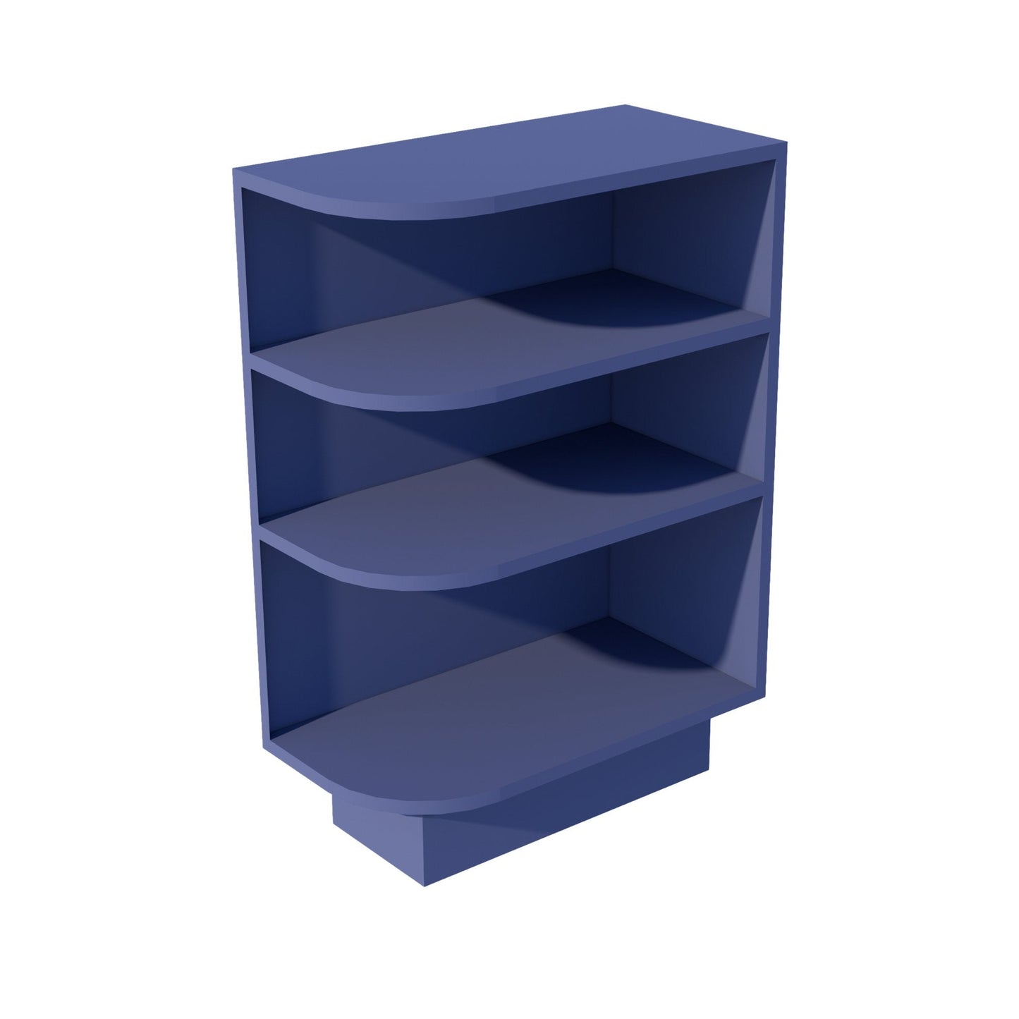 HB-BES12R: Indigo Blue Shaker 12" 4 Shelves End Shelf Corner Base Cabinets (Right Open)