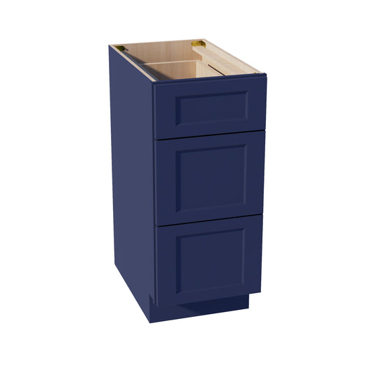 HB-DB15: Indigo Blue Shaker 15" 3 Drawers Base Cabinet