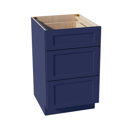 HB-DB21: Indigo Blue Shaker 21" 3 Drawers Base Cabinet