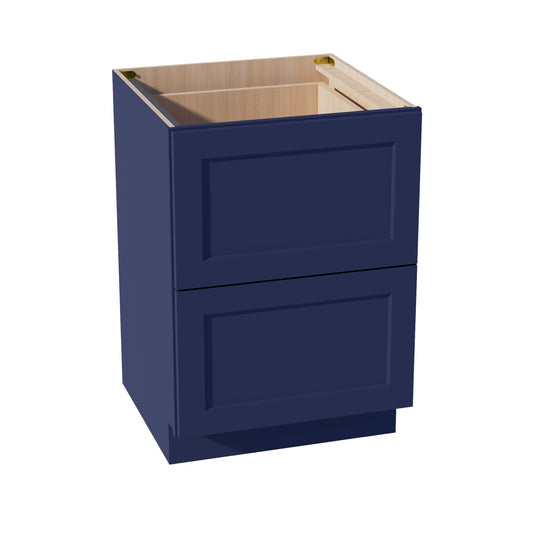 HB-DB24-2: Indigo Blue Shaker 24" 2 Drawers Base Cabinet