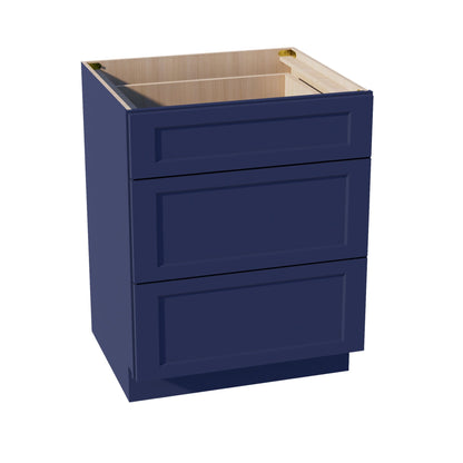 HB-DB27: Indigo Blue Shaker 27" 3 Drawers Base Cabinet