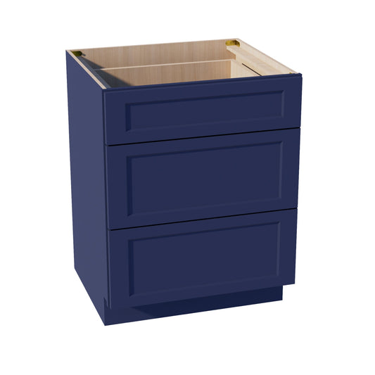 HB-DB27: Indigo Blue Shaker 27" 3 Drawers Base Cabinet