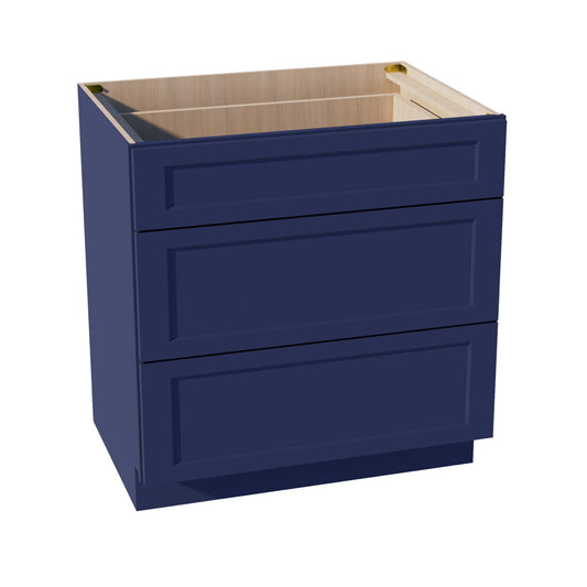 HB-DB33: Indigo Blue Shaker 33" 3 Drawers Base Cabinet