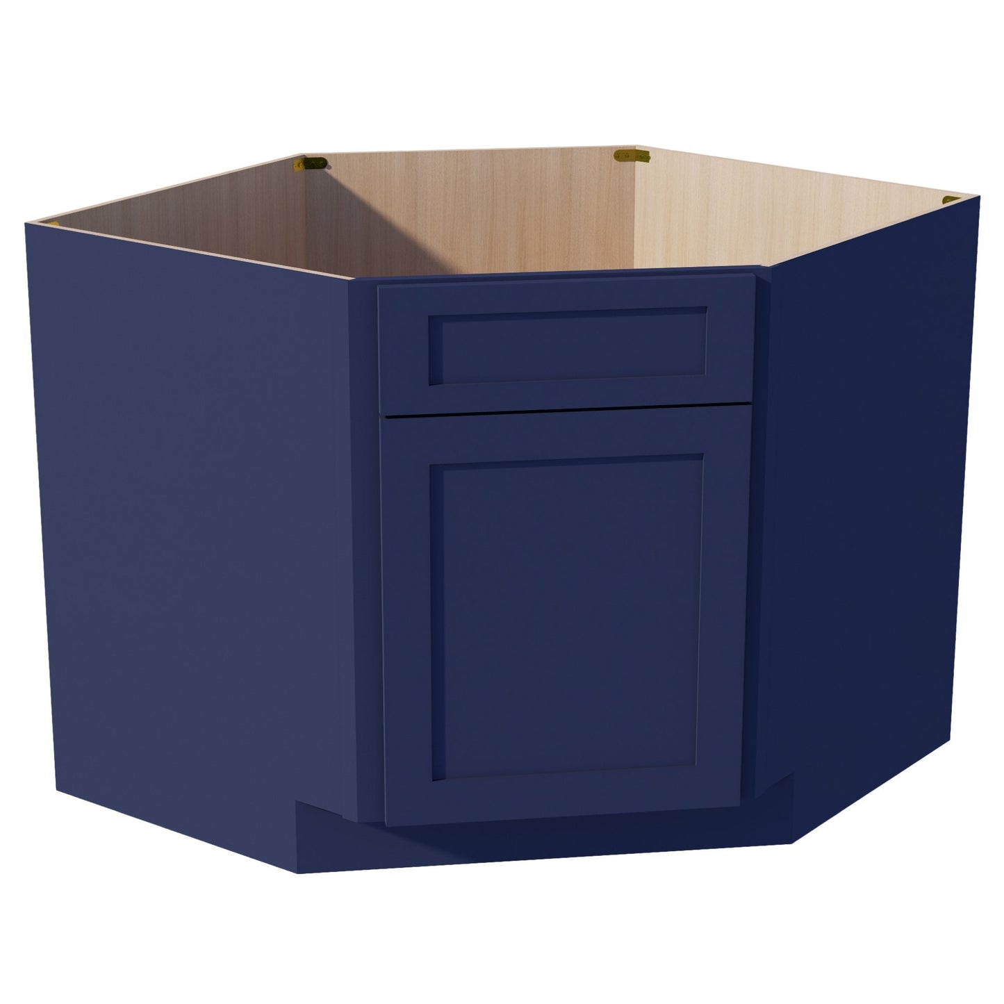 HB-DSB42: Indigo Blue Shaker 42" 1 Door & 1 False Drawer Corner Sink Base Cabinet