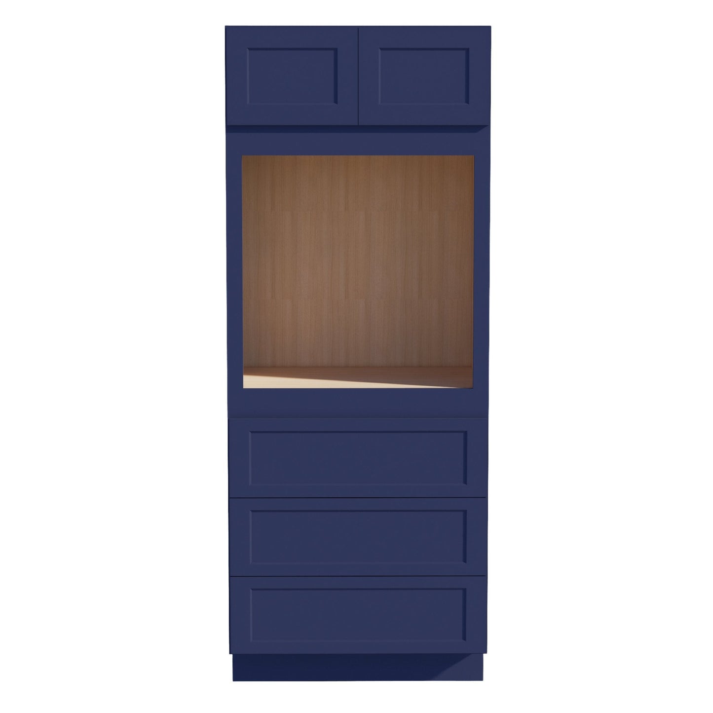 HB-OC3384: Indigo Blue Shaker 33"W x 84"H x 24"D 2 Doors & 3 Drawers Tall Oven Shelf Cabinets