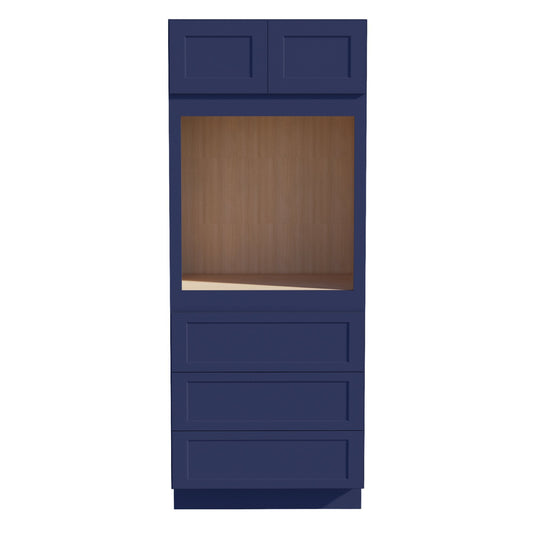 HB-OC3384: Indigo Blue Shaker 33"W x 84"H x 24"D 2 Doors & 3 Drawers Tall Oven Shelf Cabinets