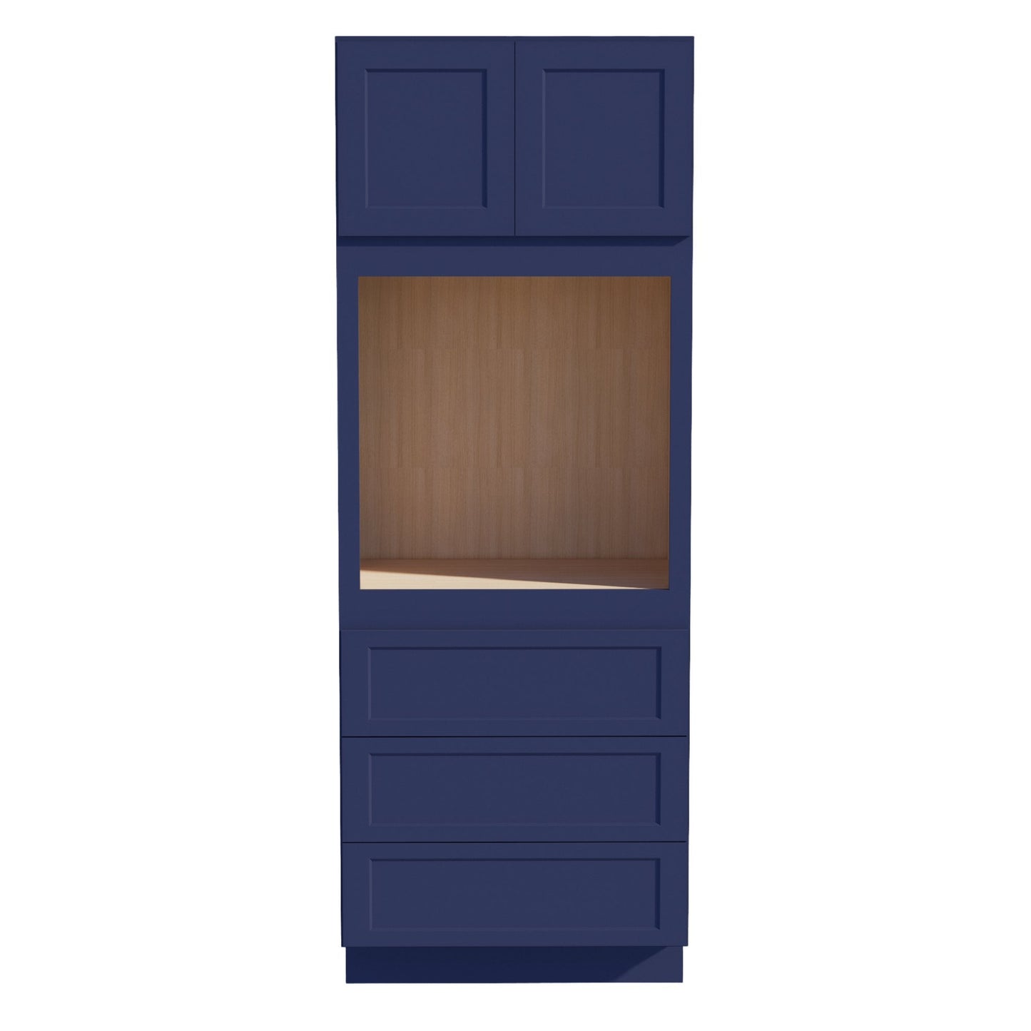 HB-OC3390: Indigo Blue Shaker 33"W x 90"H x 24"D 2 Doors & 3 Drawers Tall Oven Shelf Cabinets