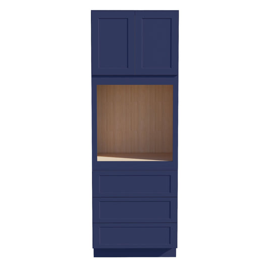 HB-OC3396: Indigo Blue Shaker 33"W x 96"H x 24"D 2 Doors & 3 Drawers Tall Oven Shelf Cabinets