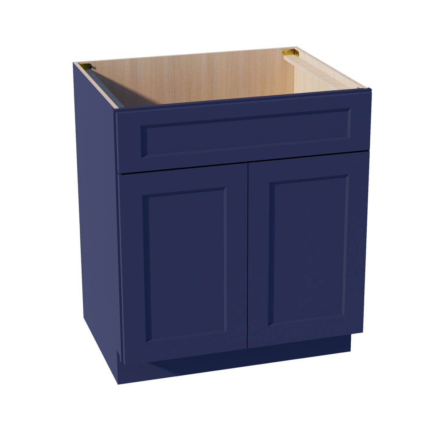 HB-SB30: Indigo Blue Shaker 30" 2 Doors 1 False Drawer Sink Base Cabinet