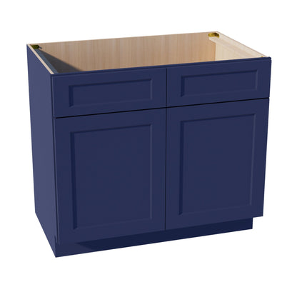 HB-SB39: Indigo Blue Shaker 39" 2 Doors 2 False Drawers Sink Base Cabinet