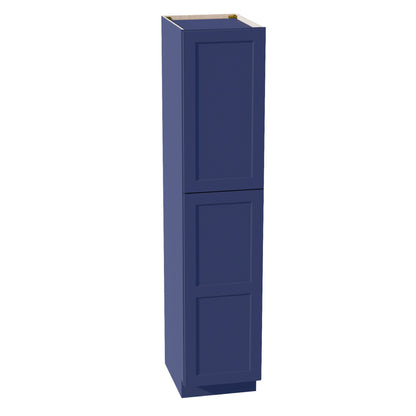 HB-TP1884: Indigo Blue Shaker 18"W x 84"H x 24"D 2 Doors & 5 Shelves Tall Shelf Pantry Cabinets