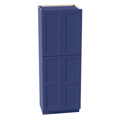 HB-TP3084: Indigo Blue Shaker 30"W x 84"H x 24"D 4 Door & 5 Shelves Tall Shelf Pantry Cabinets