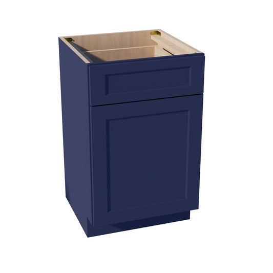 HB-VB1221: Indigo Blue Shaker 12"W x 34-1/2"H x 21"D 1 Door & 1 Drawer Single Door Vanity Base Cabinets