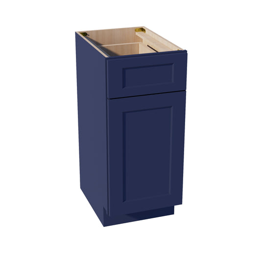 HB-VB1521: Indigo Blue Shaker 15"W x 34-1/2"H x 21"D 1 Door & 1 Drawer Single Door Vanity Base Cabinets