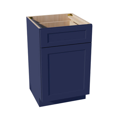 HB-VB2121: Indigo Blue Shaker 21"W x 34-1/2"H x 21"D 1 Door & 1 Drawer Single Door Vanity Base Cabinets