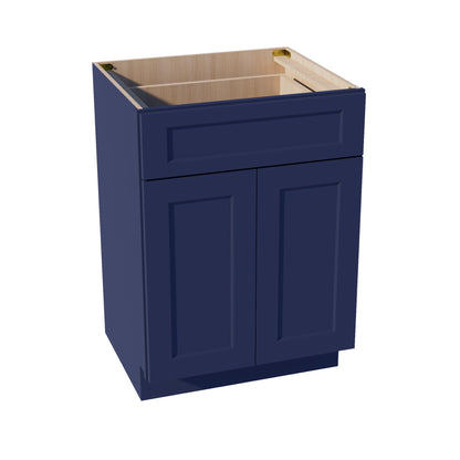 HB-VB2421: Indigo Blue Shaker 24"W x 34-1/2"H x 21"D 2 Doors & 1 Drawer Double Door Vanity Base Cabinets