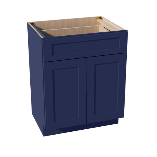 HB-VB2721: Indigo Blue Shaker 27"W x 34-1/2"H x 21"D 2 Doors & 1 Drawer Double Door Vanity Base Cabinets