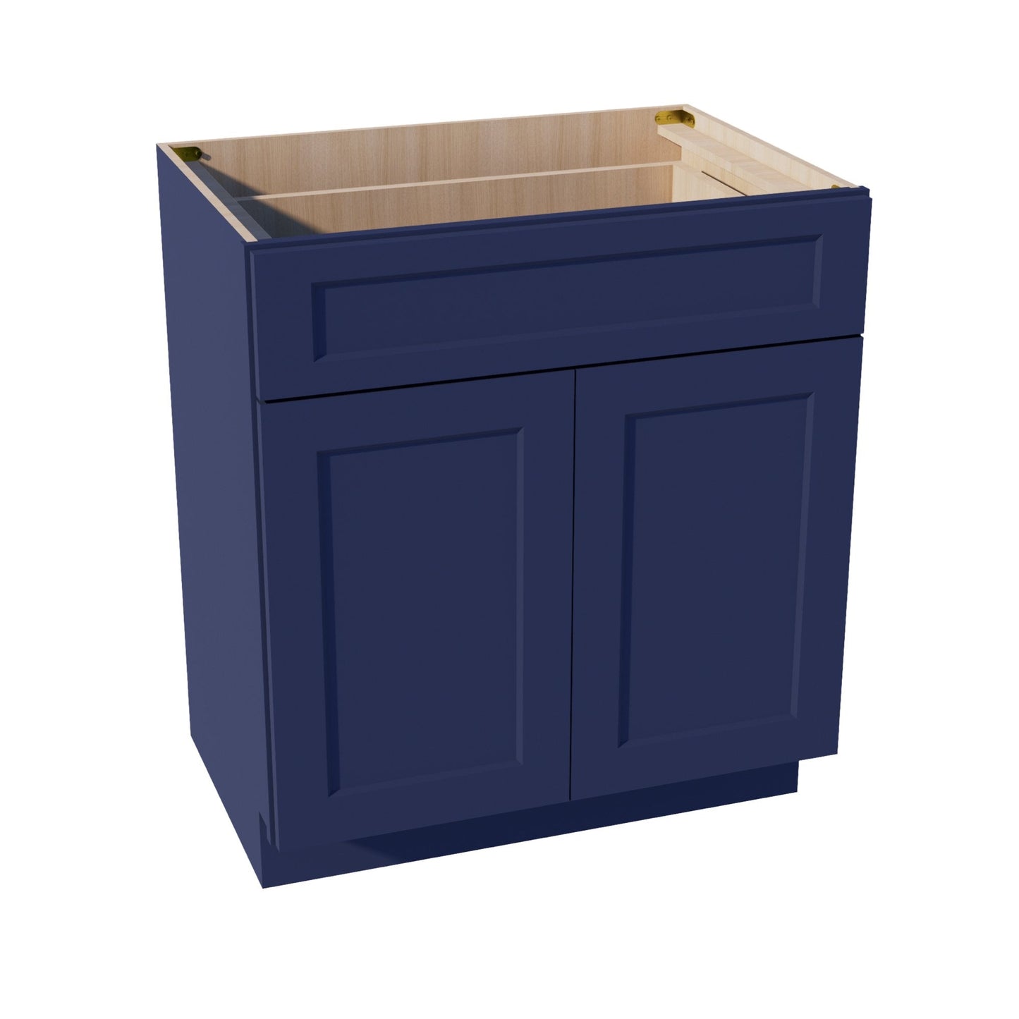 HB-VB3021: Indigo Blue Shaker 30"W x 34-1/2"H x 21"D 2 Doors & 1 Drawer Double Door Vanity Base Cabinets