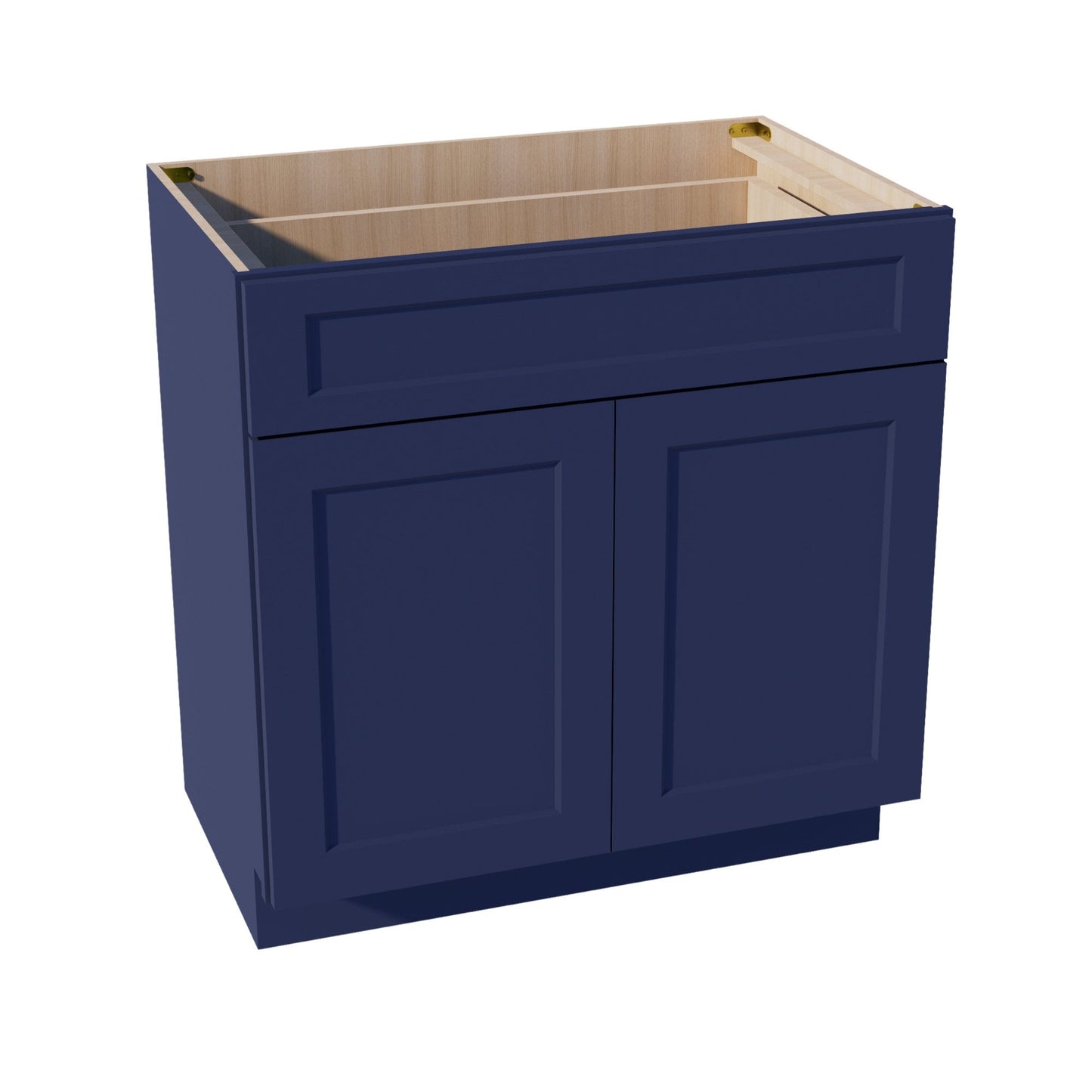 HB-VB3321: Indigo Blue Shaker 33"W x 34-1/2"H x 21"D 2 Doors & 1 Drawer Double Door Vanity Base Cabinets