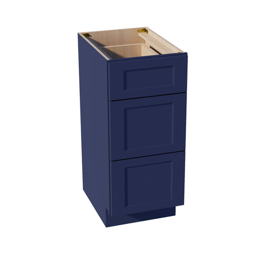 HB-VDB1521: Indigo Blue Shaker 15"W x 34-1/2"H x 21"D  3 Drawers Vanity Base Cabinets