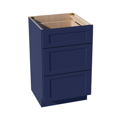 HB-VDB2121: Indigo Blue Shaker 21"W x 34-1/2"H x 21"D  3 Drawers Vanity Base Cabinets