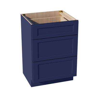 HB-VDB2421: Indigo Blue Shaker 24"W x 34-1/2"H x 21"D  3 Drawers Vanity Base Cabinets