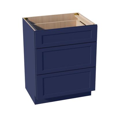 HB-VDB2721: Indigo Blue Shaker 27"W x 34-1/2"H x 21"D  3 Drawers Vanity Base Cabinets