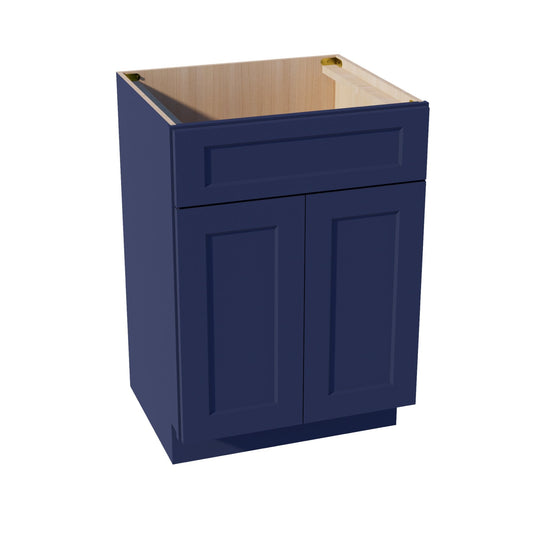 HB-VSB2421: Indigo Blue Shaker 24"W x 34-1/2"H x 21"D 2 Doors & 1 False Drawer Vanity Sink Base Cabinets