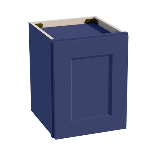 HB-W1215: Indigo Blue Shaker 12"W x 15"H 1 Door Standard Wall Bridge Cabinet