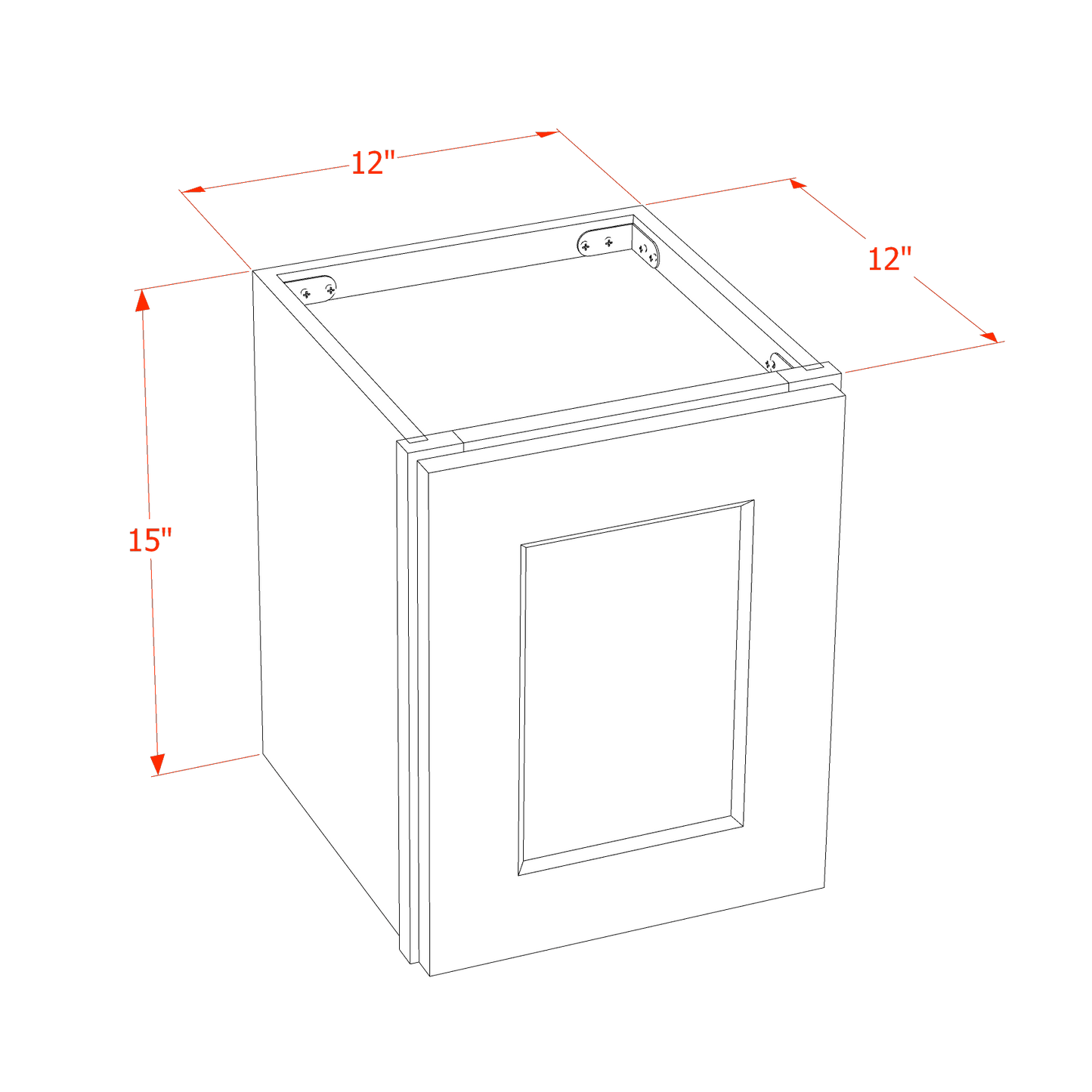 HB-W1215: Indigo Blue Shaker 12"W x 15"H 1 Door Standard Wall Bridge Cabinet